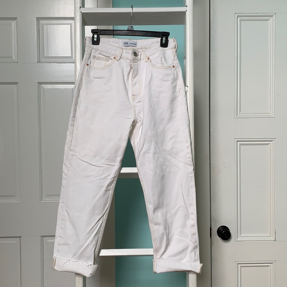 Zara straight leg white jeans